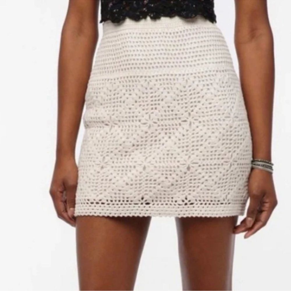 Staring at Stars Cream Crocheted Mini Skirt Small Festival size medium